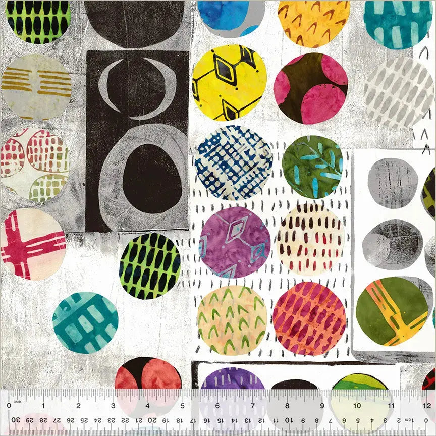Wabi Sabi Wideback: Why Abstract Circles in Multi Colours Work on Almost Any Quilt