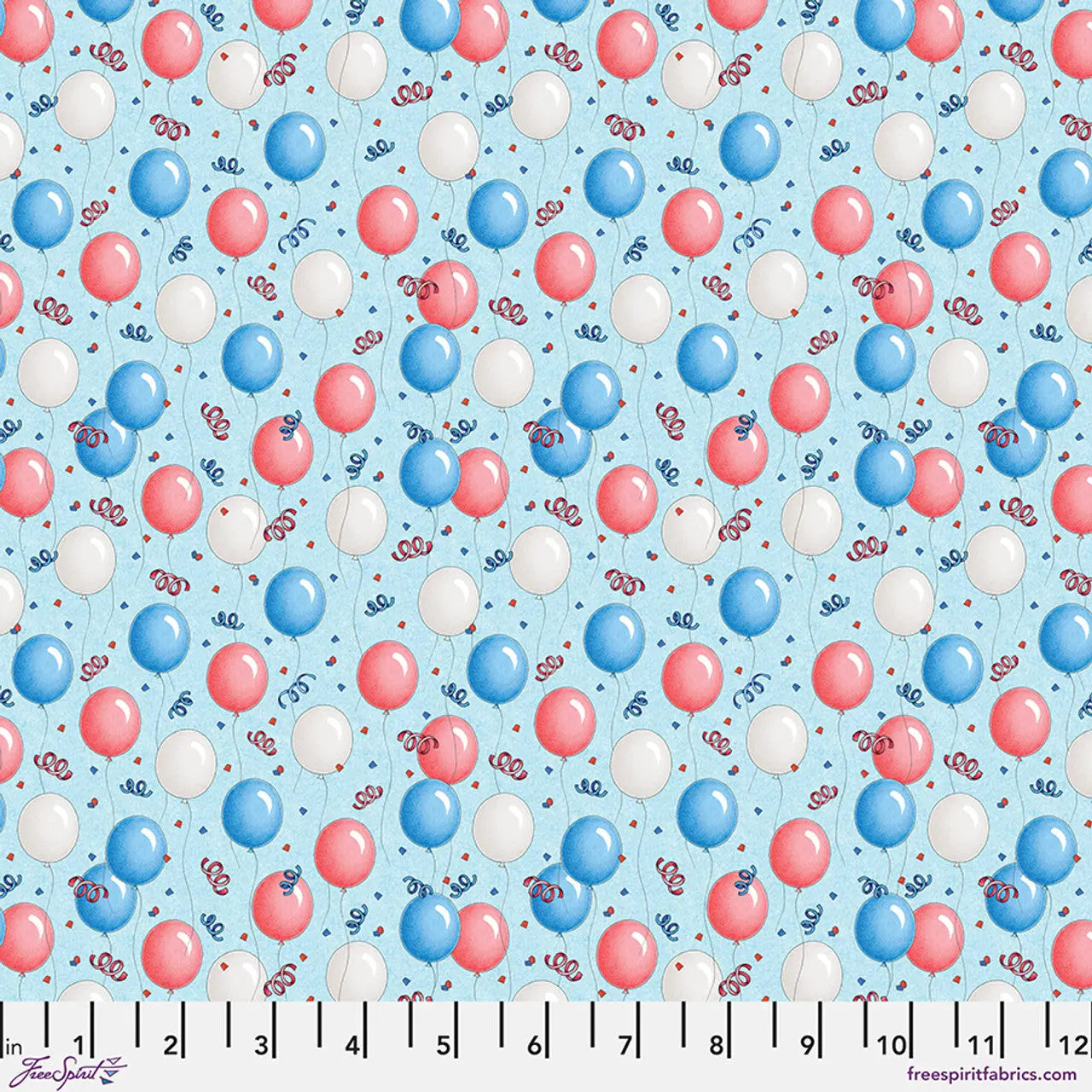 A Festive Placemat Set in Blue Americas Birthday Balloons Cotton