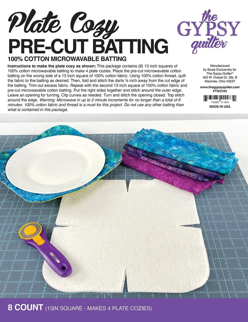 Plate Cozy Pre-Cut Batting 8 count and Bowl Cozy pre-cut batting
