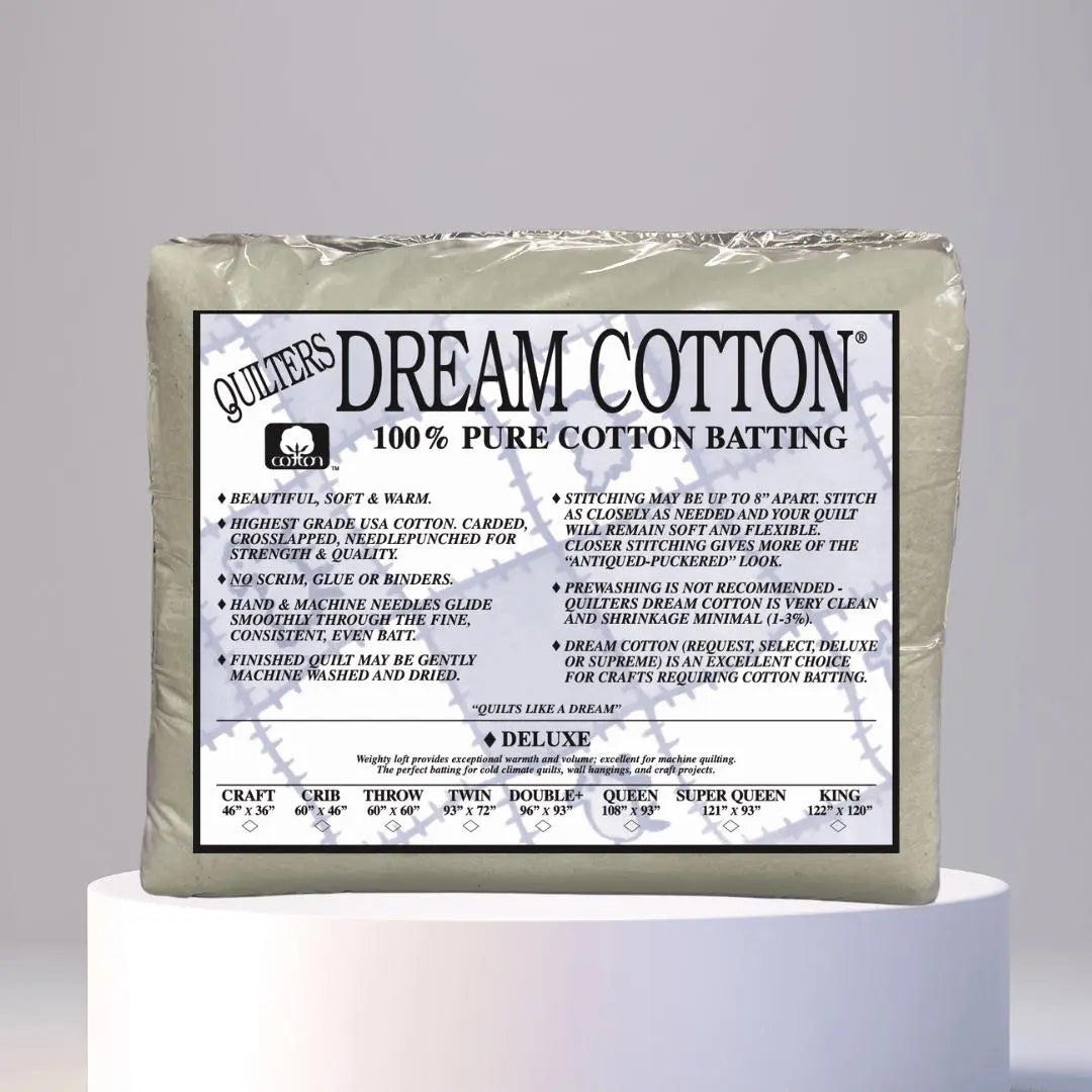 Quilters Dream Deluxe Natural Cotton Batting package pre-cut premium mid-weight cotton