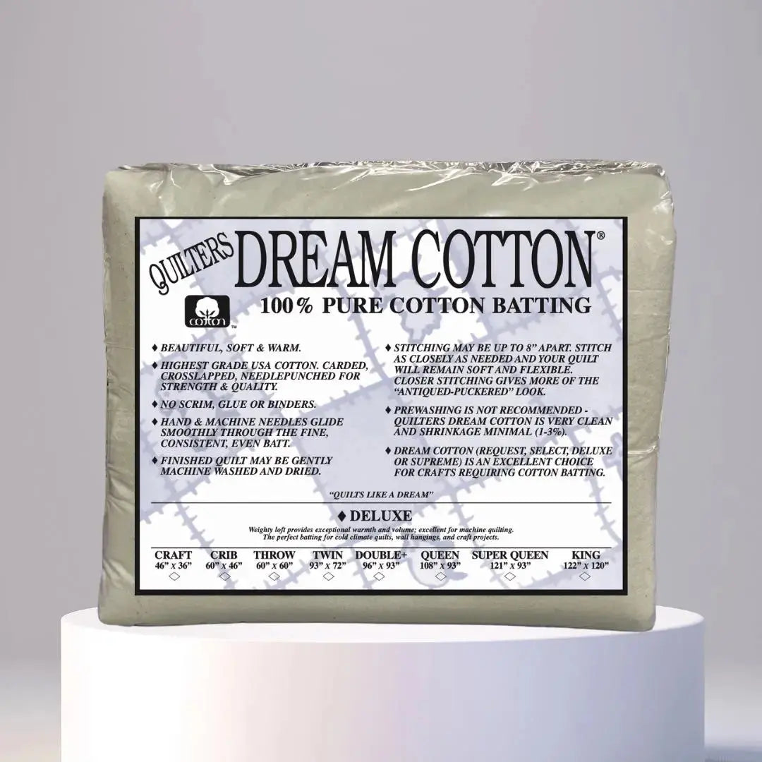 Quilters Dream Deluxe Natural Cotton Batting package pre-cut premium mid-weight cotton