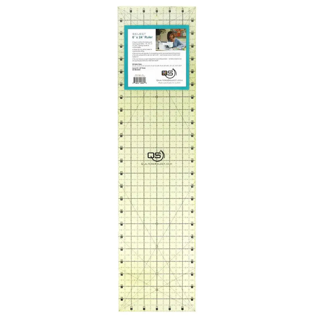 Quilters Select Non-Slip Ruler 6 x 24 inch precision quilting ruler with non-slip grip