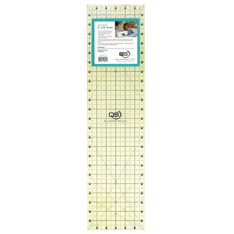 Quilters Select Non-Slip Ruler 6 x 24 inch precision quilting ruler with non-slip grip