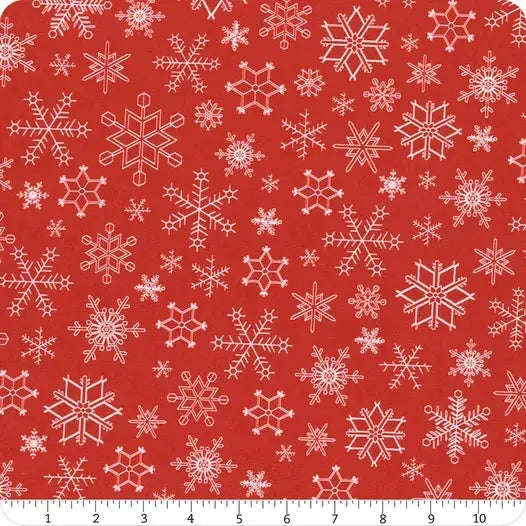 How to Back a Christmas Quilt Without a Seam: Red Peace on Earth Snowflakes Wideback
