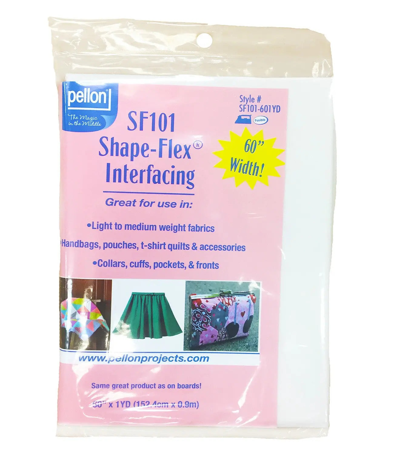 Pellon SF101 Shape-Flex woven fusible interfacing 60 inch white for quilting and sewing