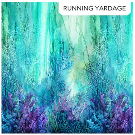 Northcott Coral Reef ombre print in turquoise multi quilting cotton