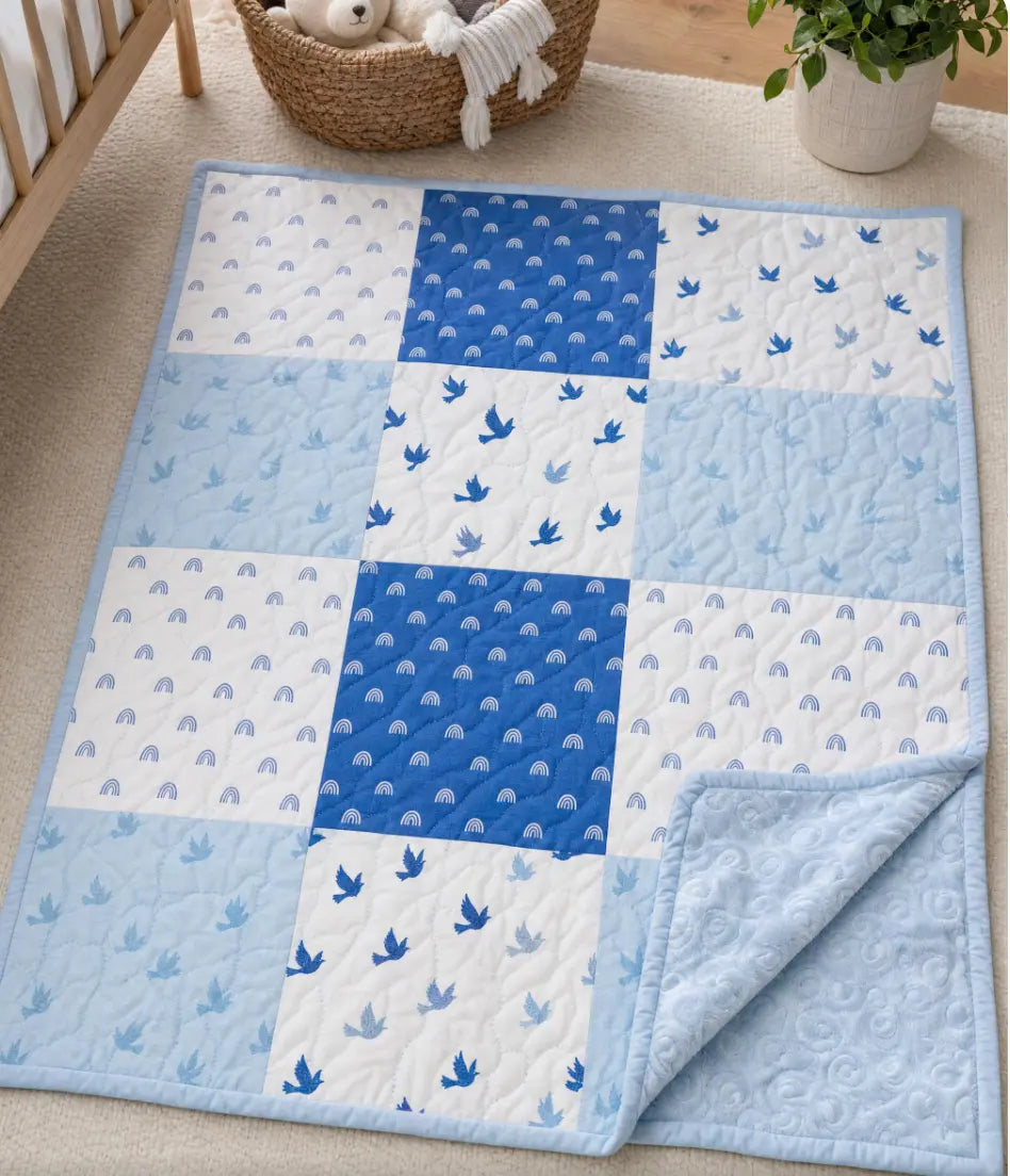 Sewing a Peaceful Nursery Blanket: Doves, Rainbows and a Plush Cuddle