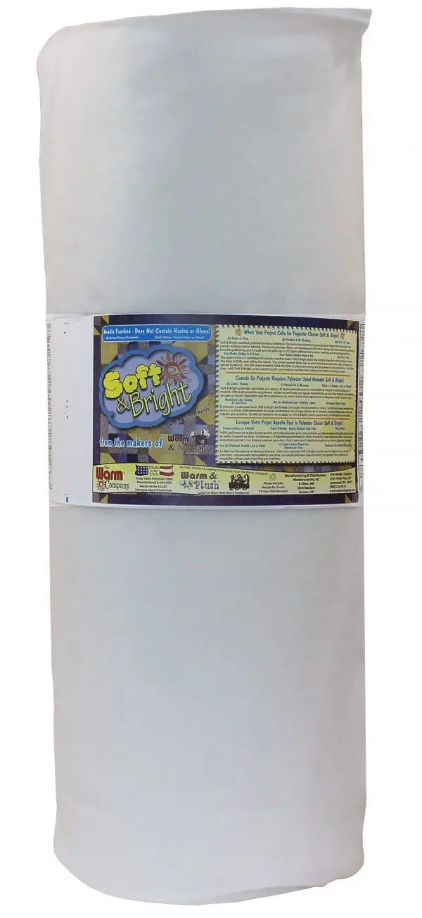 Soft and Bright 90 inch x 25 yard premium polyester batting Warm Company production roll