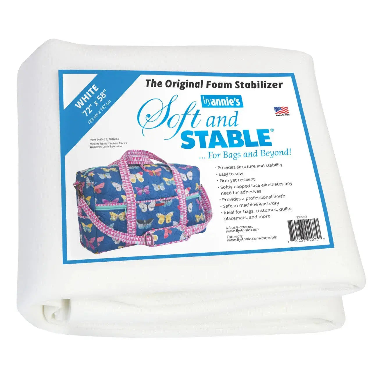 Soft and Stable White 100% Polyester Foam Stabilizer 72 inch x 58 inch for bags purses totes