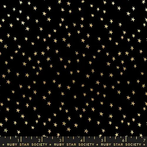 Mini Starry in Black and Gold: Using a Small-Scale Star Print as a Quilt Blender