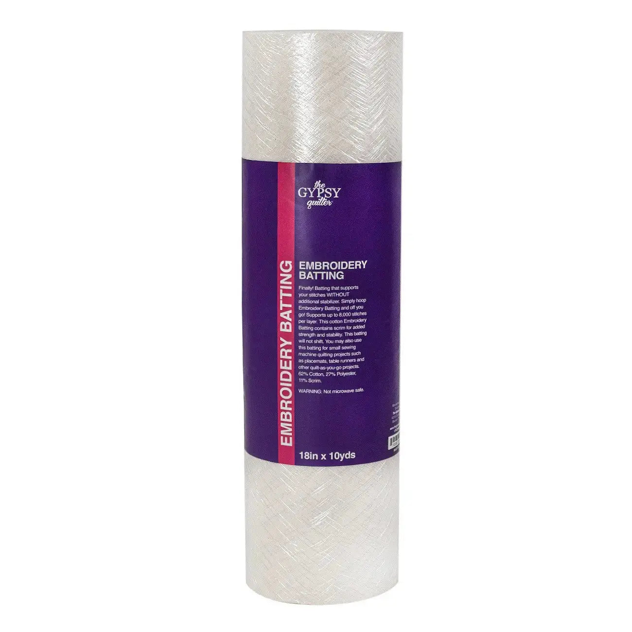 Gypsy Quilter Embroidery Batting 18 inch narrow rolls 10 yards