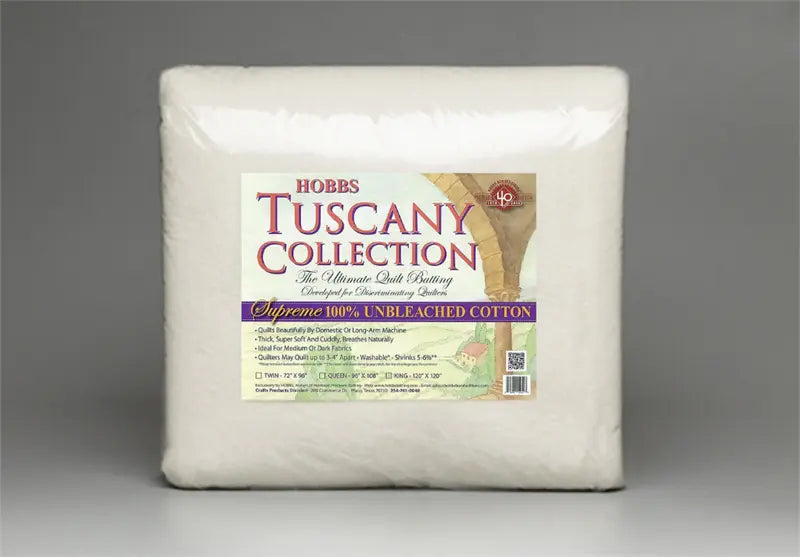 Hobbs Tuscany Supreme 100% Unbleached Cotton Batting Package premium natural cotton batting