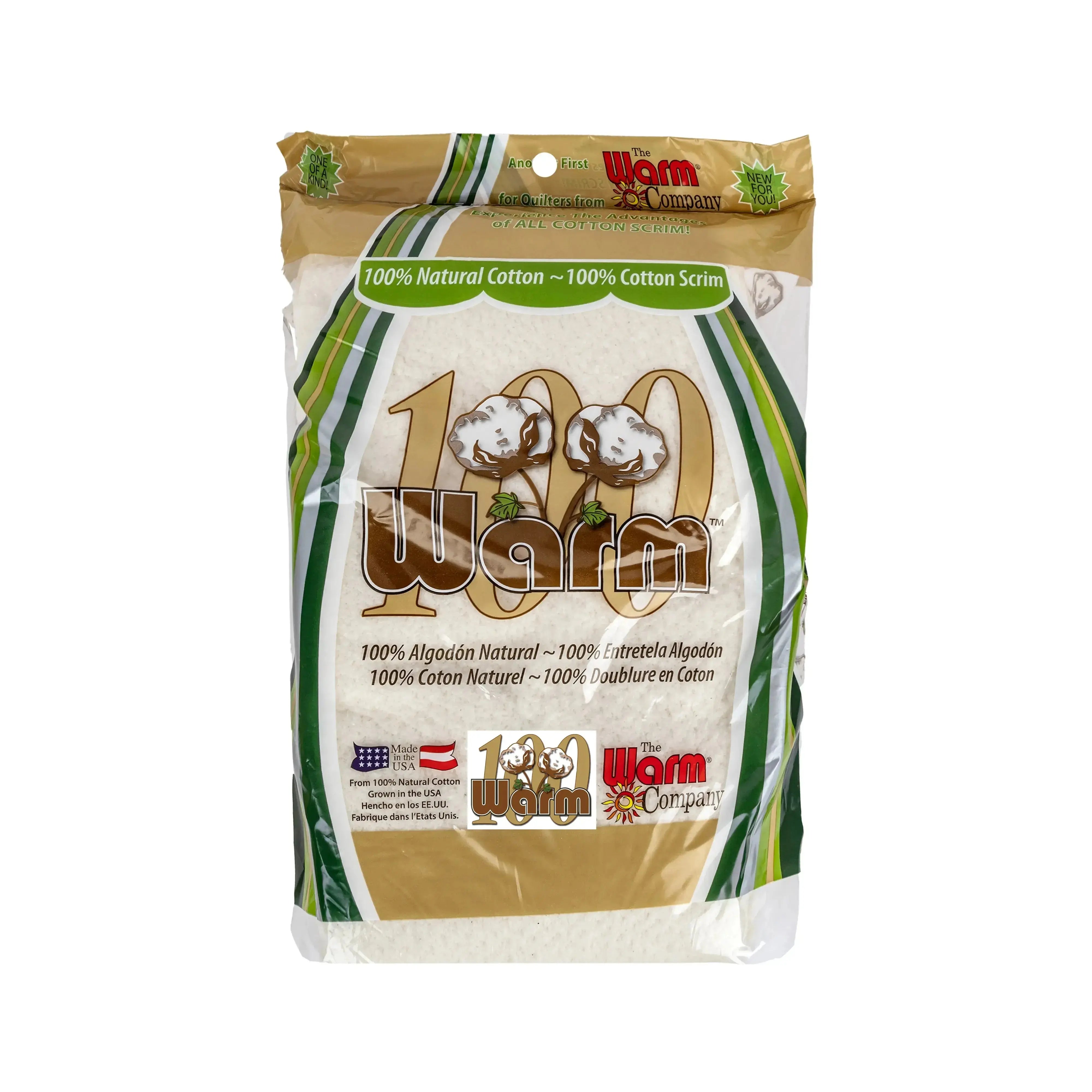 Warm 100 Ultra Clean Natural Cotton Batting with 100 percent cotton scrim