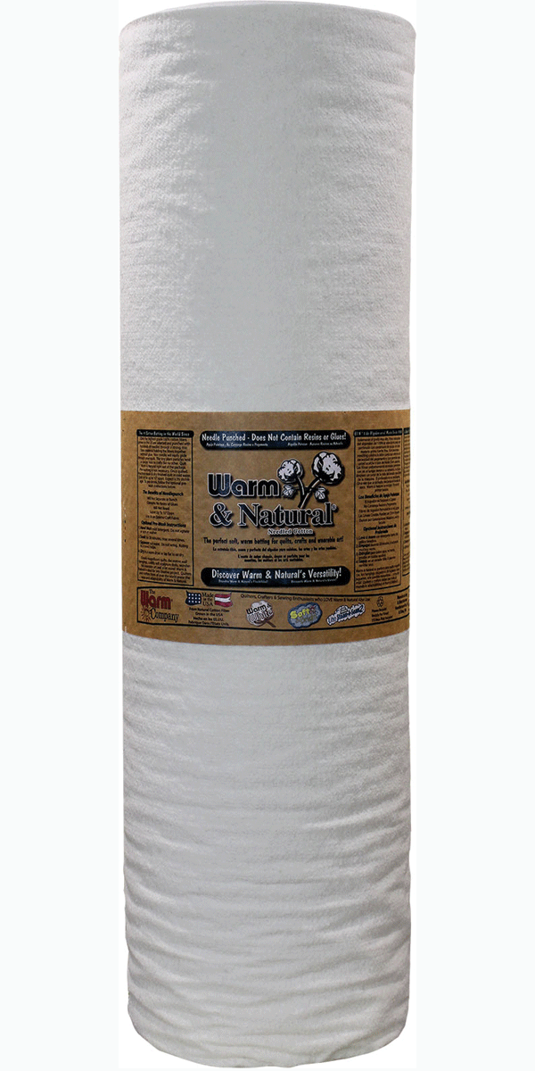 Warm and Natural 90 inch x 40 yard cotton batting unbleached extended production high volume roll
