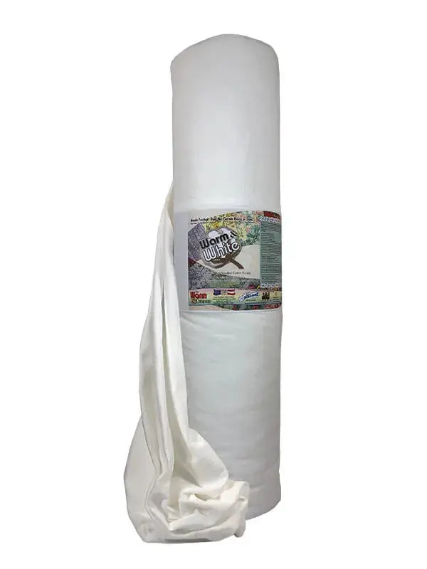 Warm and White 90 inch x 40 yard cotton batting white bleached extended production roll