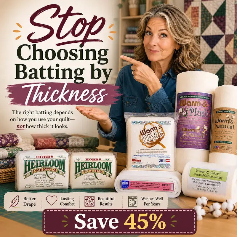 The Batting Mistake Most Quilters Don't Realize They're Making – Morning with Corey tip graphic: why what goes inside the quilt matters most