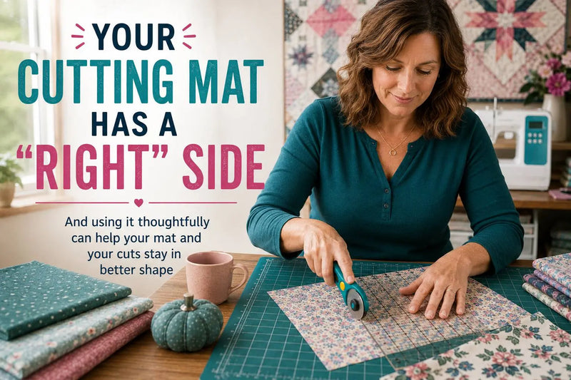 Your Cutting Mat Has a Right Side – Morning with Corey tip graphic: which side of a double-sided cutting mat to use and habits that make it last