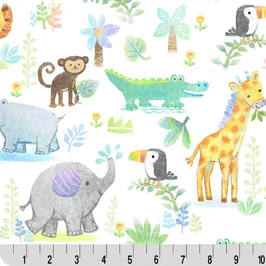 Sewing with Digital Cuddle Jungle Joy: A Pastel Nursery Minky for Quil