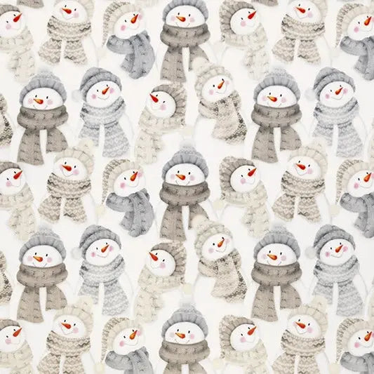 Sewing with Snow Day Digital Cuddle in Simply Taupe: Winter Snowmen for Scarves, Pillows and Stockings