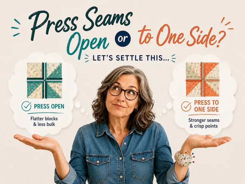 Press Seams Open or to One Side? – Morning with Corey tip graphic: when each pressing method wins