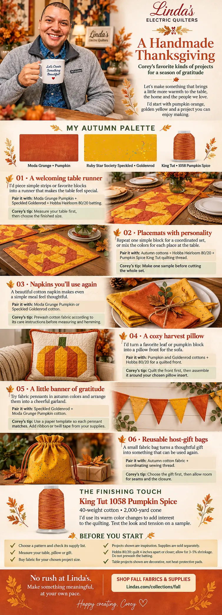 A Handmade Thanksgiving — Corey's favorite fall projects infographic
