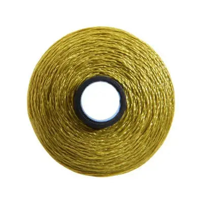 Fil-Tec Magna-Glide Delights Split Pea Pre-Wound Bobbin Jar M Style longarm quilting warm muted yellow green