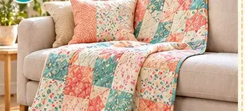 Patchwork quilt throw made with batting cut by the yard