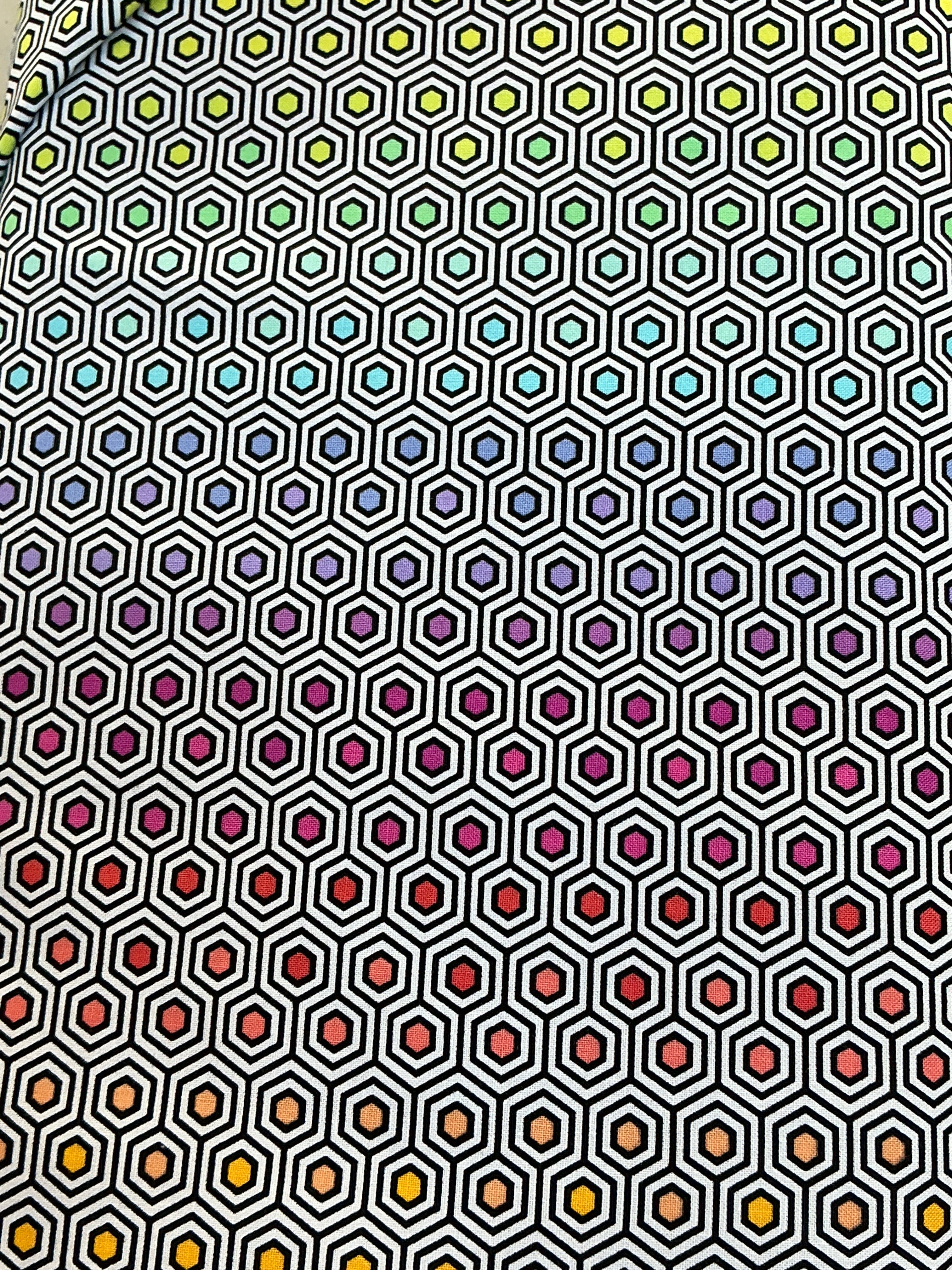 Hexy Rainbow - Ink 45" wide fabric per yard