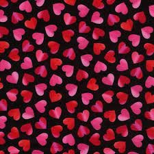 Timeless Treasures Rainbow Hearts quilting fabric in Black