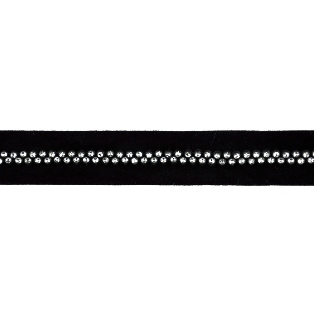 1-inch Faux Velvet and Rhinestone Trim – 10 Yard Roll