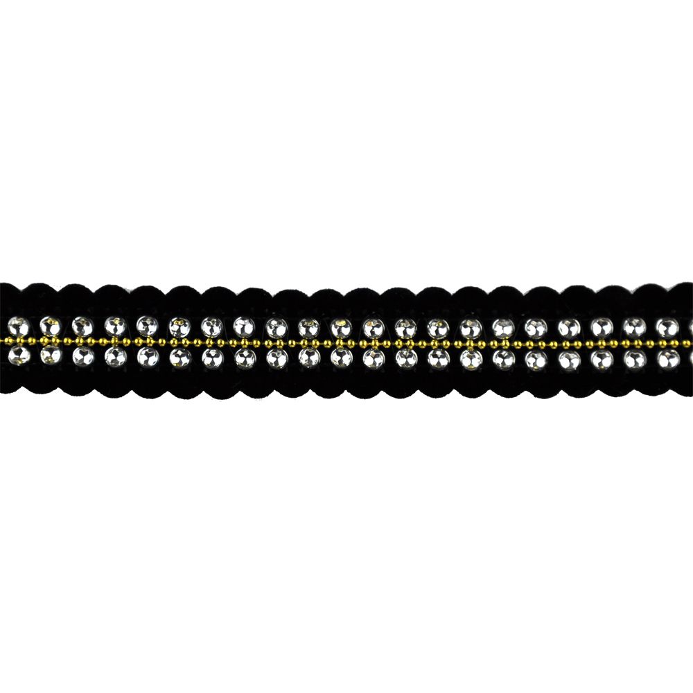 1-inch Faux Velvet and Rhinestone Trim – 10 Yard Roll