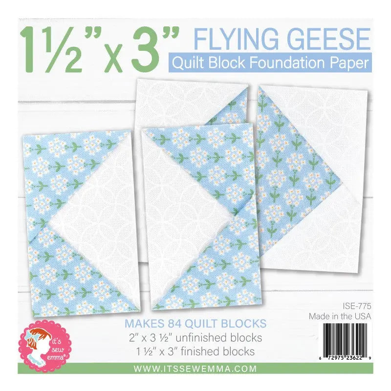 1.5in x 3in Flying Geese Quilt Block Foundation Paper - Linda's Electric Quilters