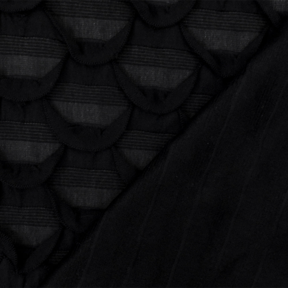 Ballet Black Texture Stretch Poly Scallop Ruffle Knit Fabric