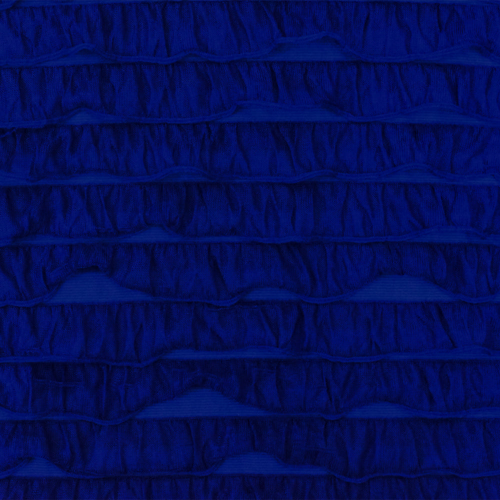 Royal Blue Solid Stretch Poly Ruffle Knit Fabric