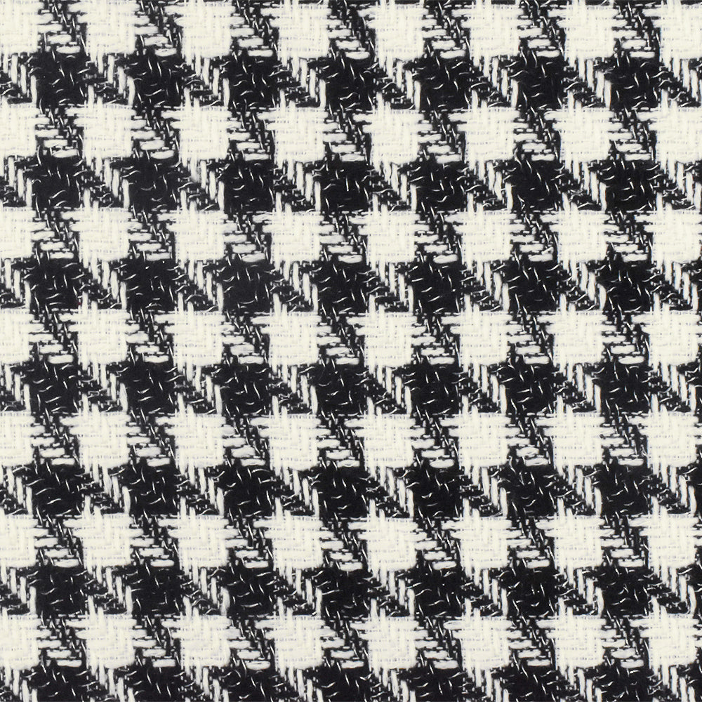 Grace Black-White-Silver Houndstooth Metallic Twill Woven Fabric