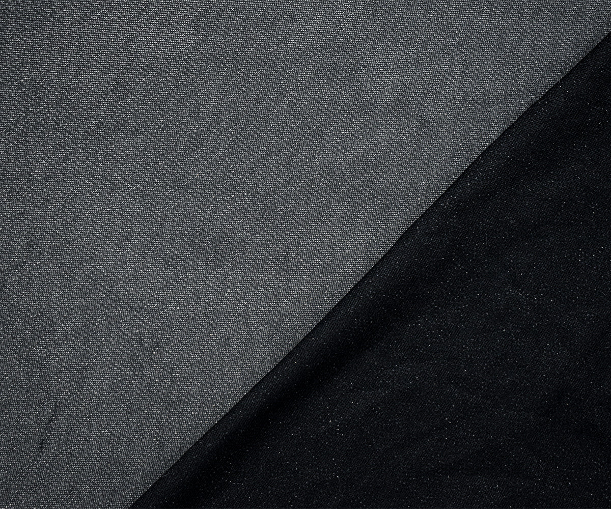 Black-Silver Poly Micro Dot Scallop Printed Mesh Knit Fabric