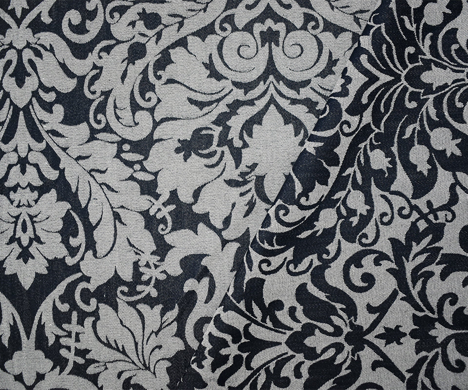Black-White Rayon-Poly Dot Damask Woven Fabric