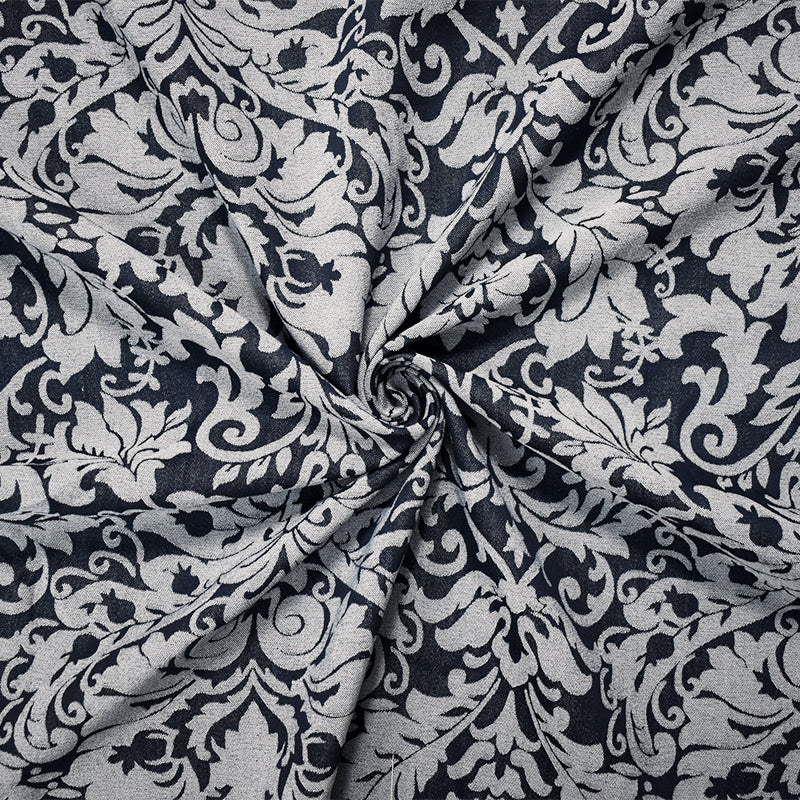 Black-White Rayon-Poly Dot Damask Woven Fabric