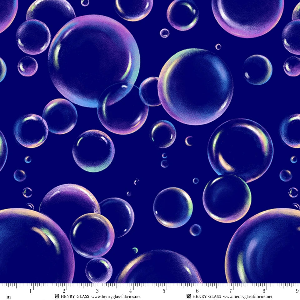 Bubble Blast Navy 108" Cotton Wideback Fabric Per Yard