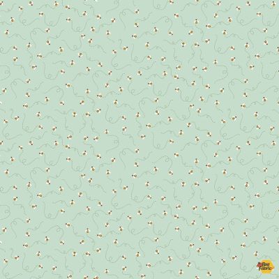 Honey Bear Flying Bees Green Cotton 44"/45" Fabric Per Yard