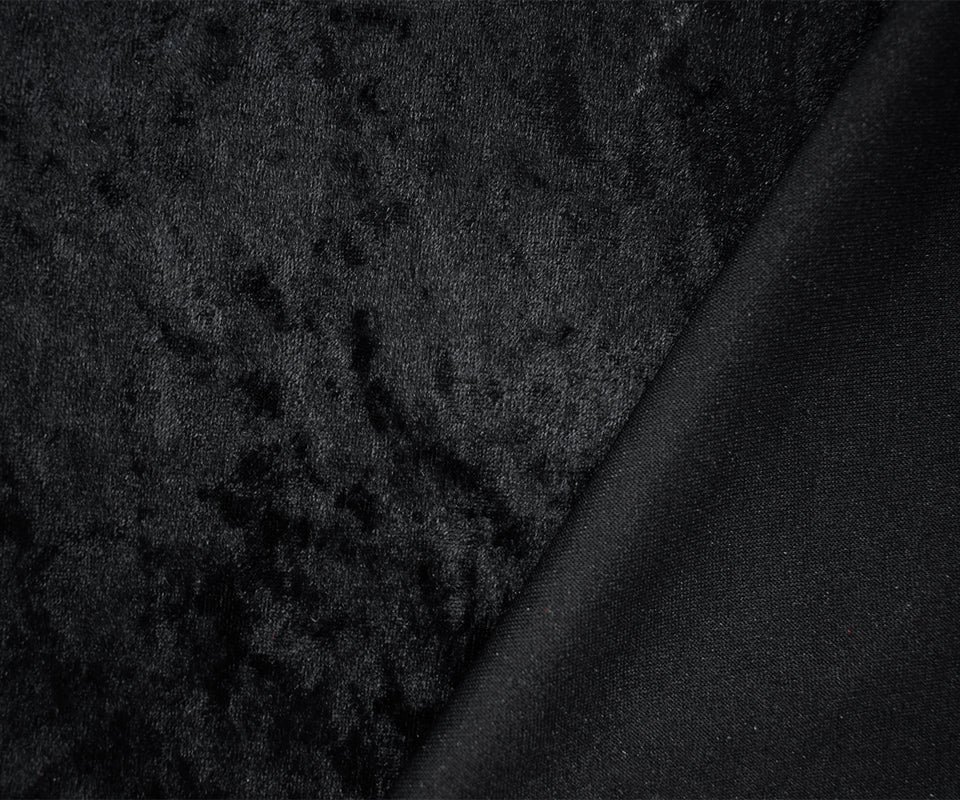 Black Poly Stretch Spandex Solid Crushed Velvet Knit Fabric