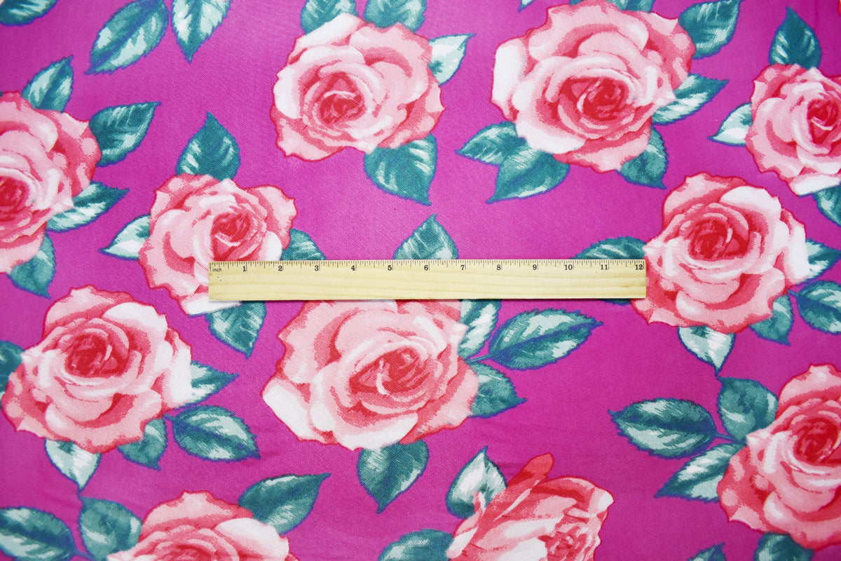 Pink-Multi Poly Stretch Spandex Floral Printed Mesh Knit Fabric