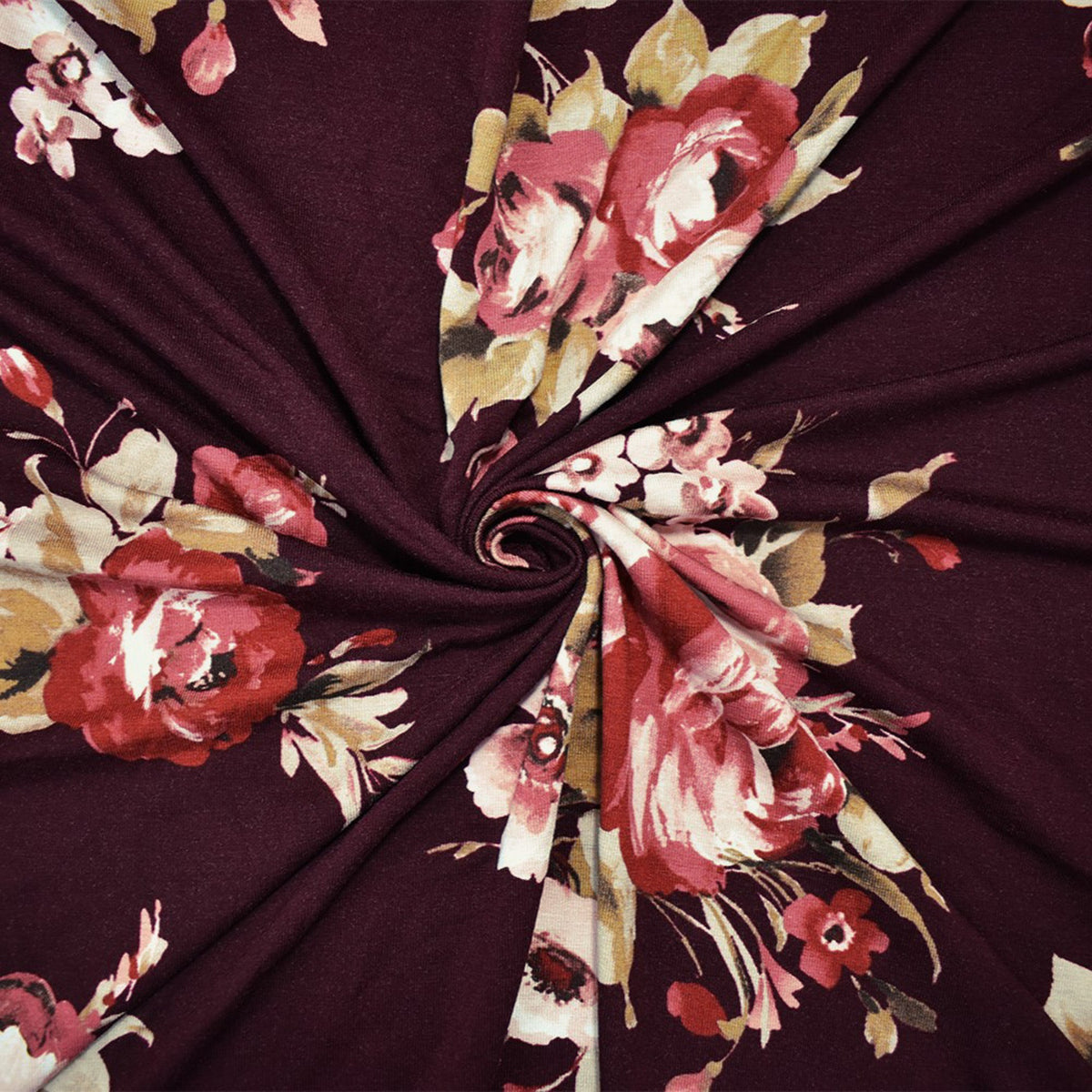 Purple-Multi Rayon Stretch Spandex Floral Printed Jersey Knit Fabric