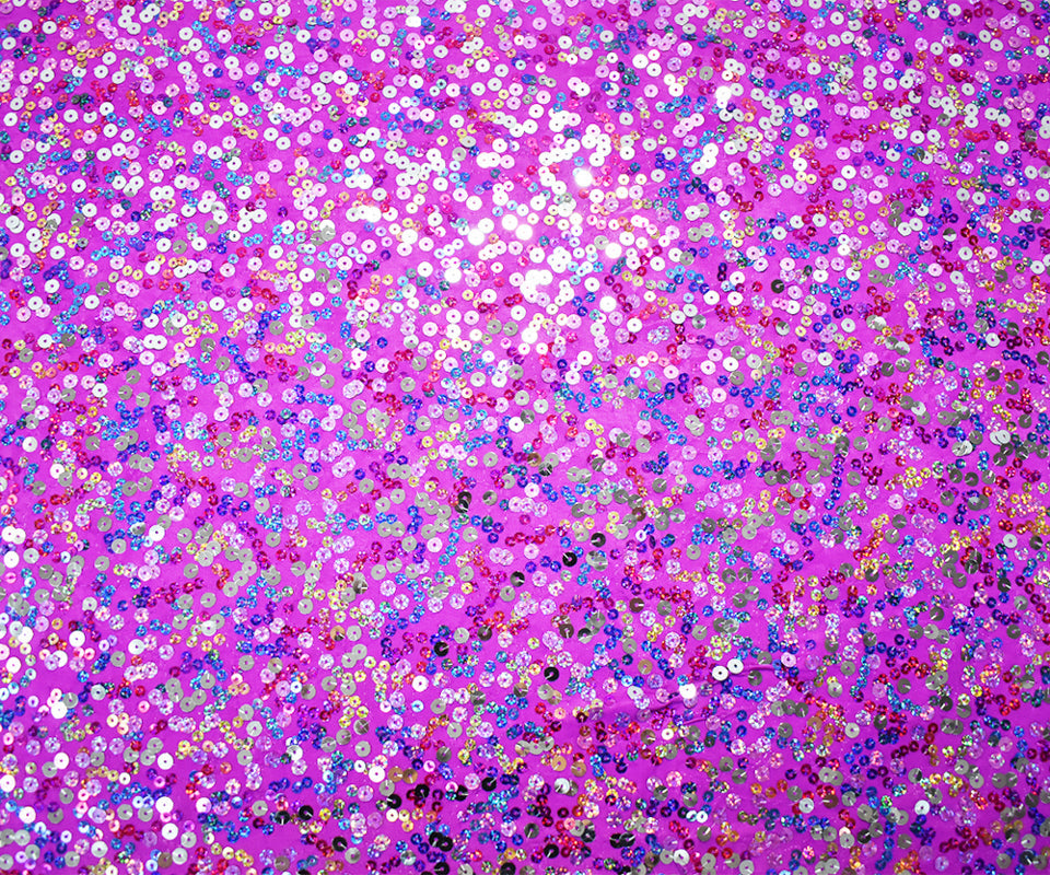 Purple-Pink-Multi Nylon Poly Sequined Stretch Spandex Knit Fabric