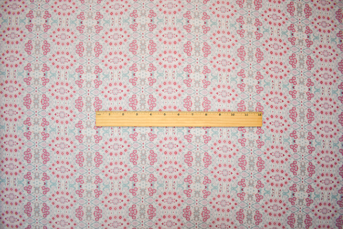 Pink-White-Multi Poly Floral Printed Chiffon Woven Fabric