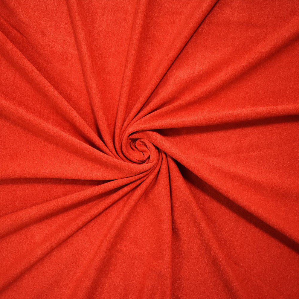 Deep Orange Stretch Spandex Solid Microsuede Knit Fabric
