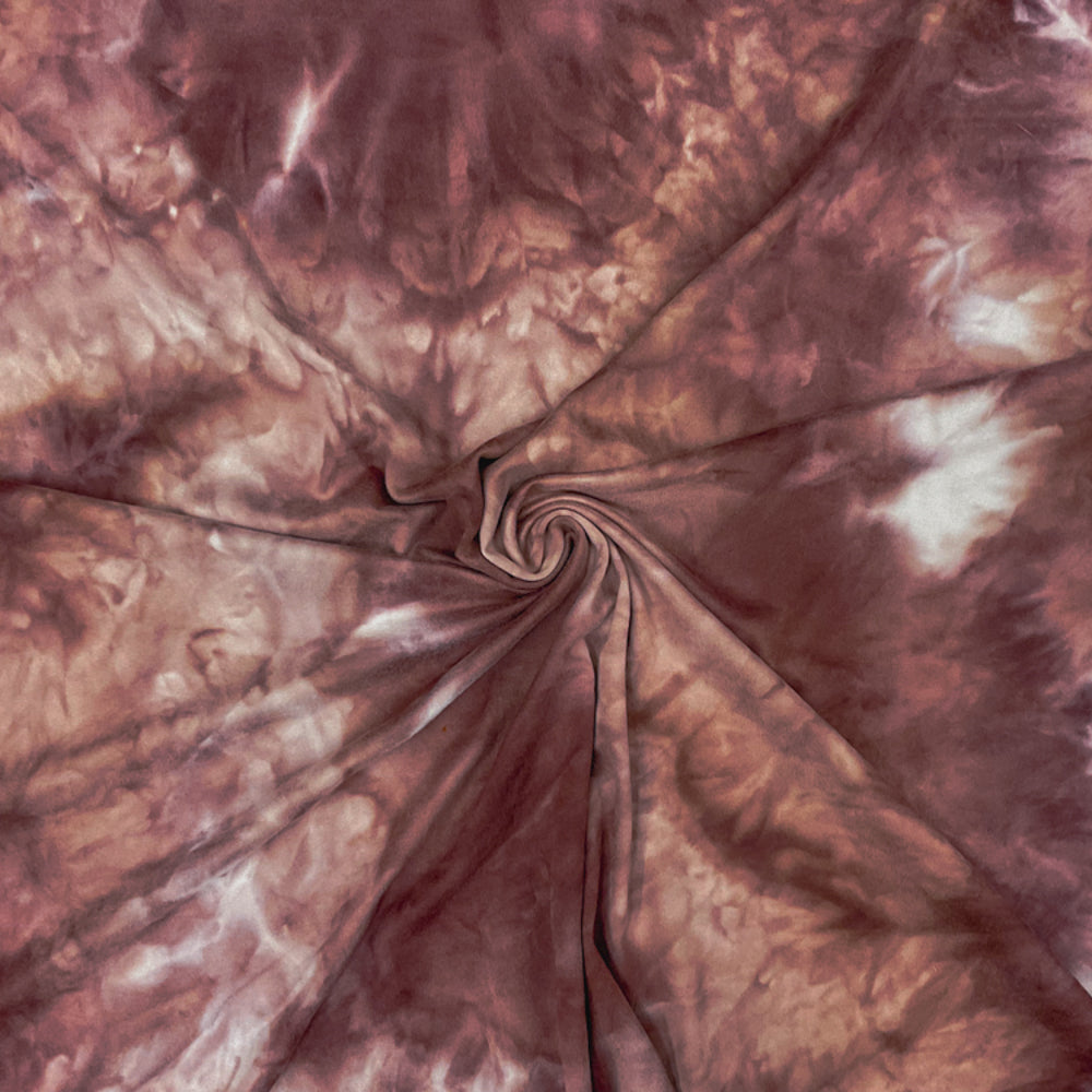 Brown-Multi Poly Stretch Spandex Tie Dye Double Brushed Jersey Knit Fabric