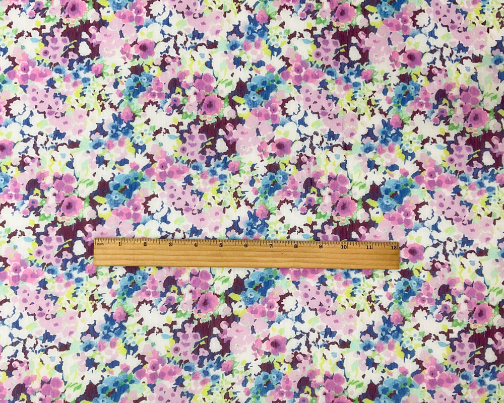 Purple-Multi Poly Floral Print Crinkle Yoryu Chiffon Woven Fabric