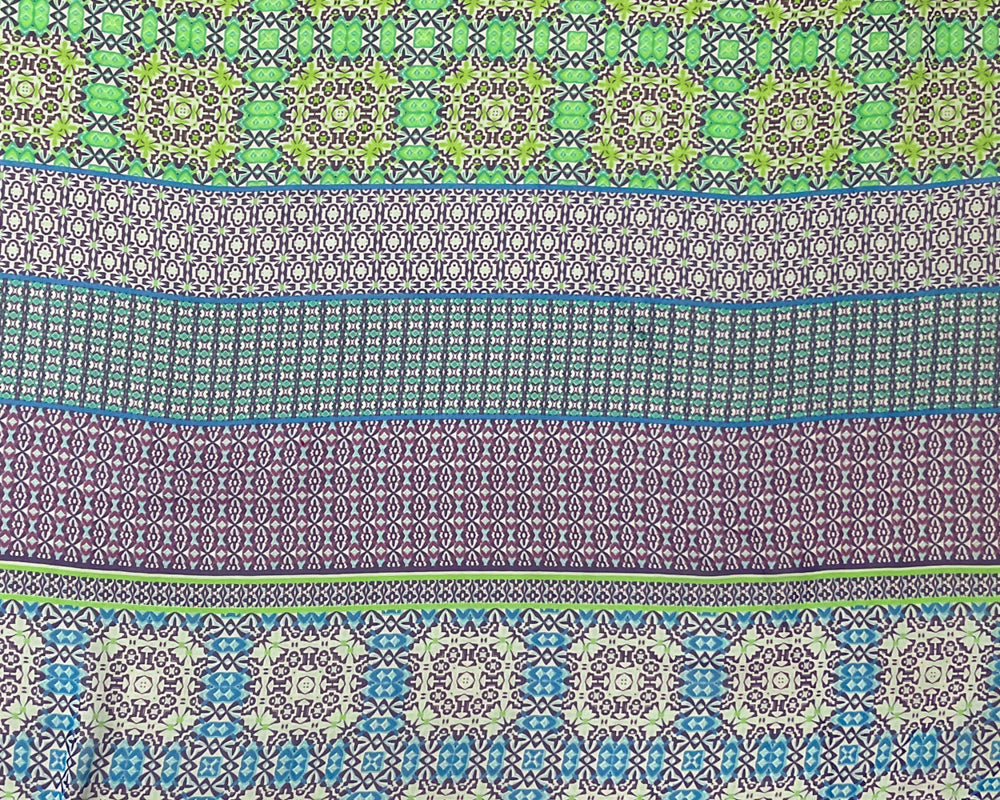 Blue-Purple-Multi Poly Moroccan Printed Chiffon Woven Fabric