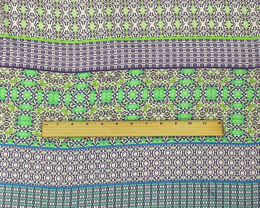Blue-Purple-Multi Poly Moroccan Printed Chiffon Woven Fabric